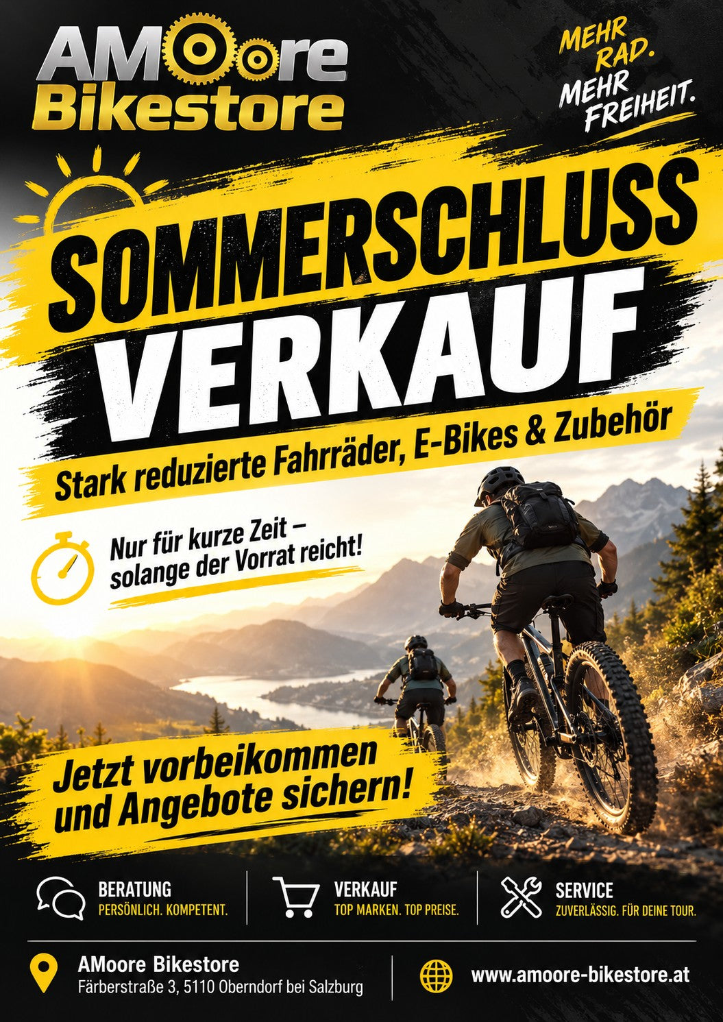 Sommerschlussverkauf bei AMoore Bikestore in Oberndorf bei Salzburg - Raeder, E-Bikes und Zubehoer stark reduziert