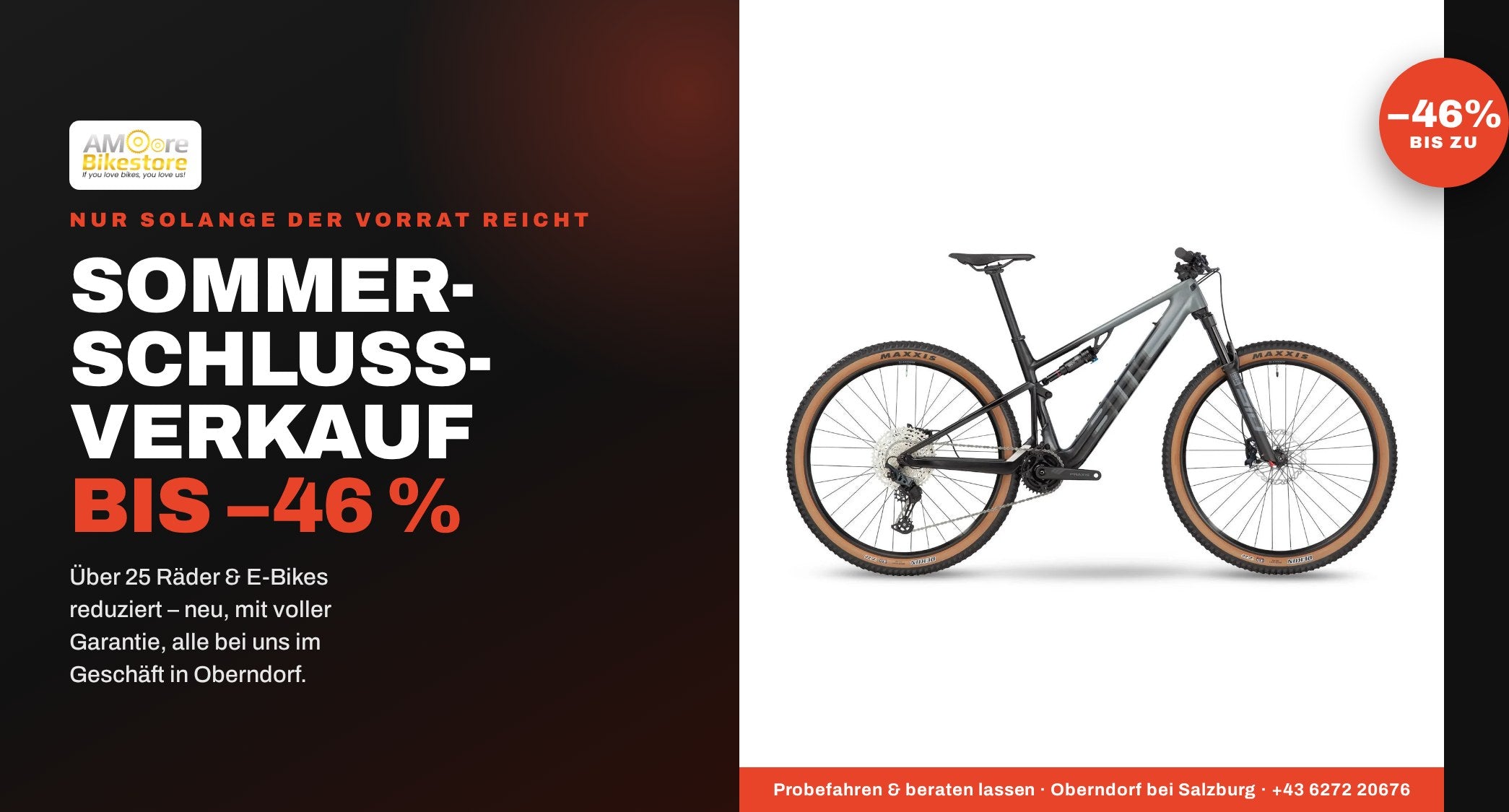 Sommerschlussverkauf bei AMoore Bikestore – Räder und E-Bikes bis minus 46 Prozent